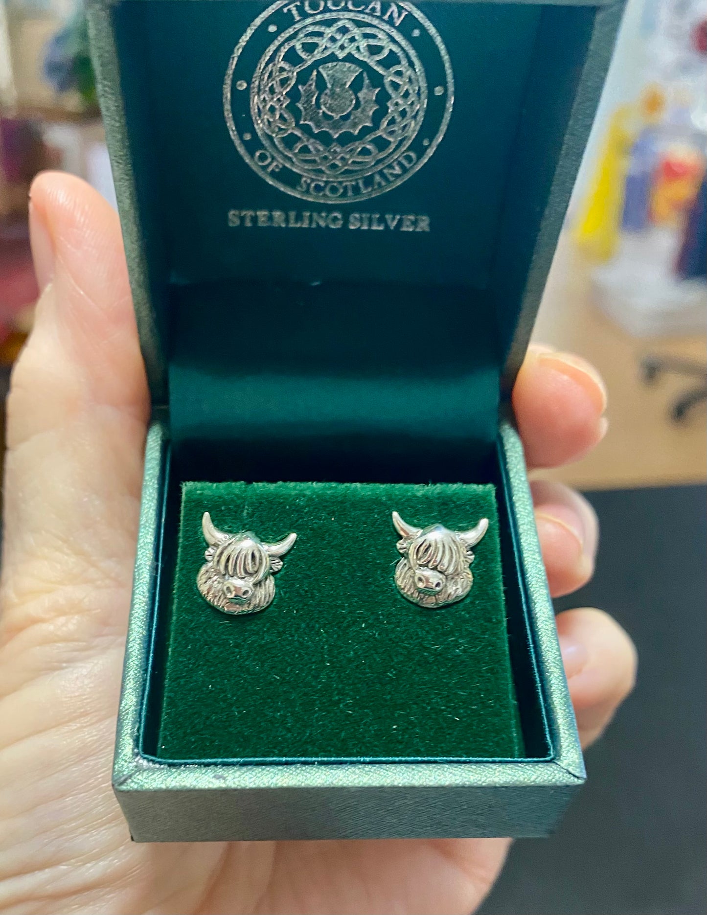 Sterling Silver Highland Cow Stud Earrings