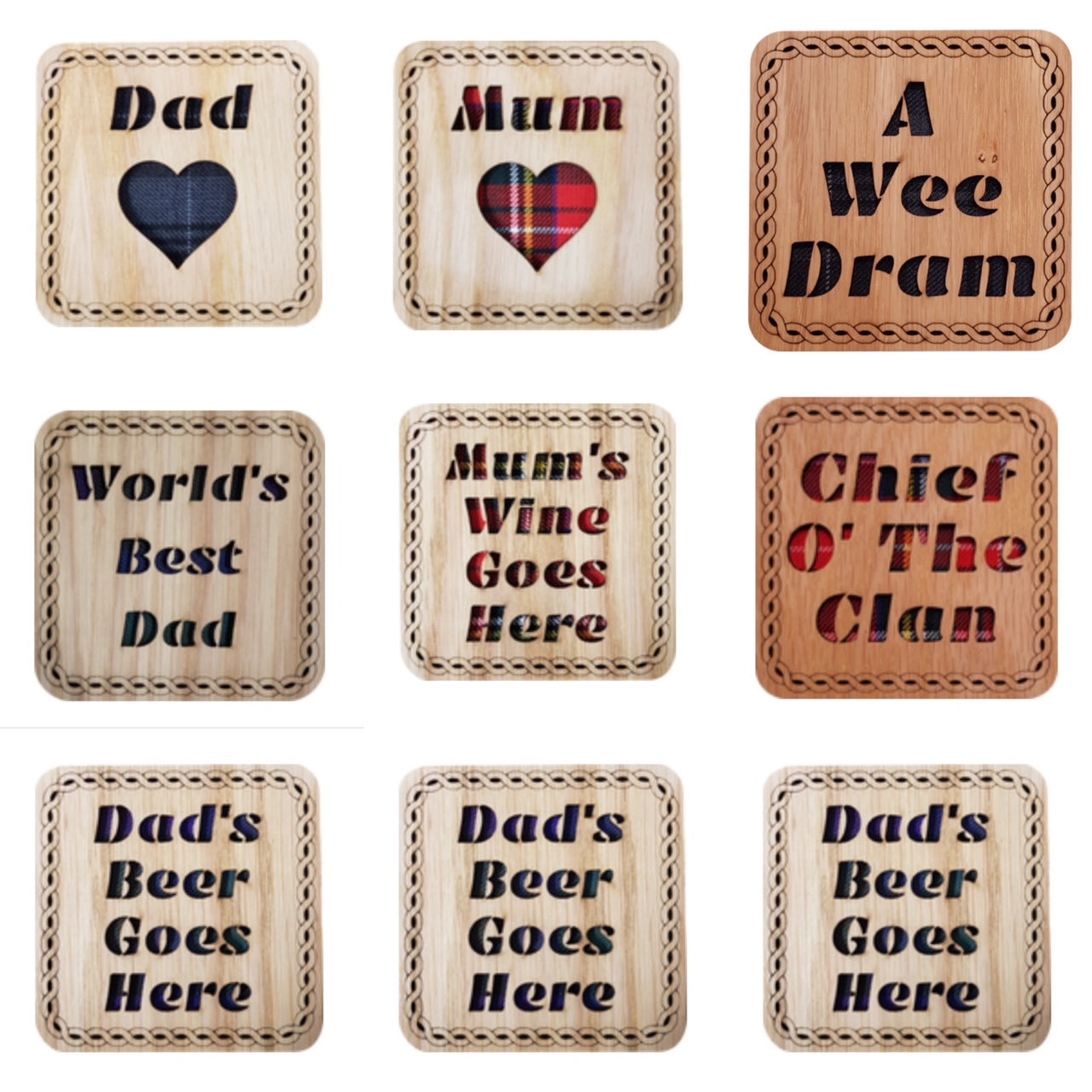 Coaster with Tartan Background