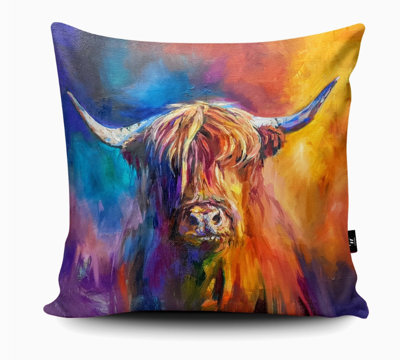 Harris Highland Cow Vegan Suede Cushion Cover