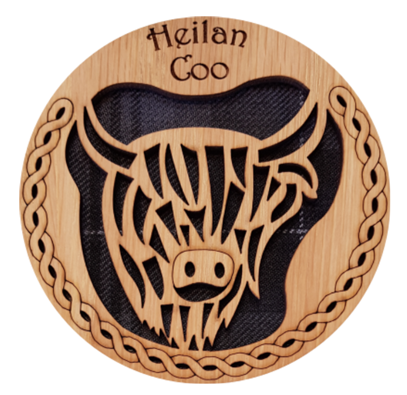 Round Coaster with Tartan Background