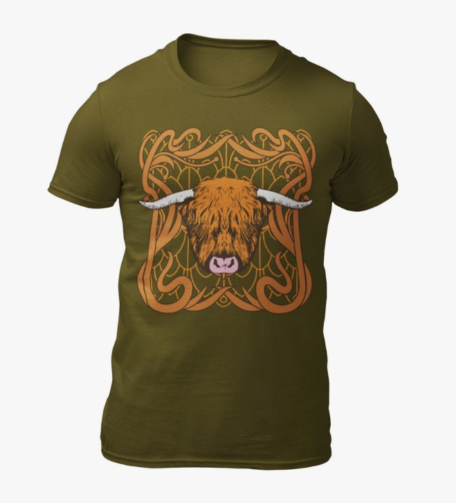 Highland Cow Art Nouveau T-Shirt - RE-STOCKED JUST IN TIME FOR SUMMER!