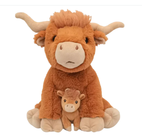 Plush Highland Cow With Baby