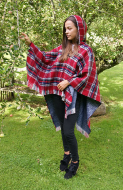 Tartan Hooded Poncho