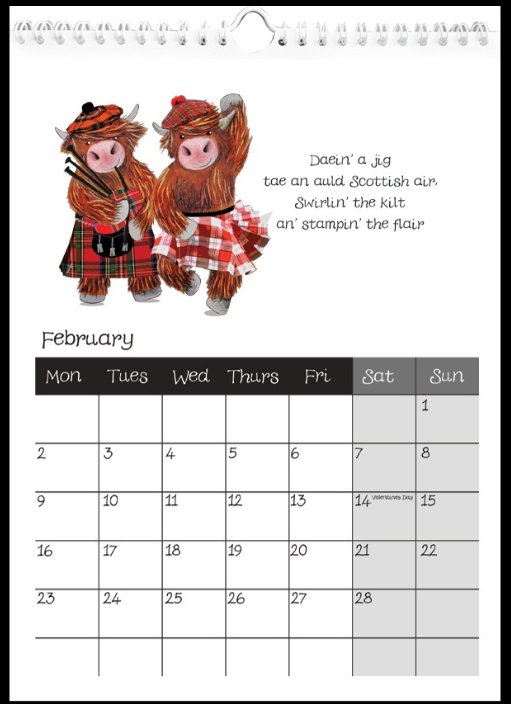 Highland Coos 2026 Calendar
