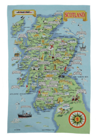 Tea Towel - Map of Scotland