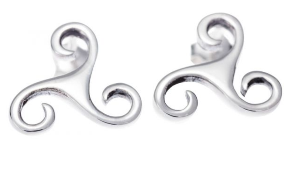 Sterling Silver Triskelion Stud Earrings