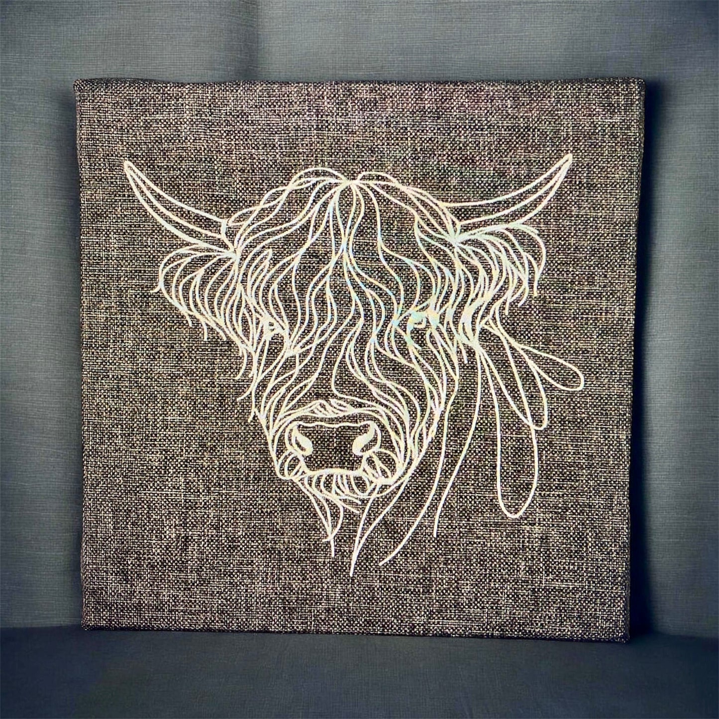 Coo Head Embroidered Canvas - Made in Scotland