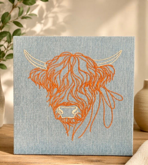 Coo Head Embroidered Canvas - Made in Scotland