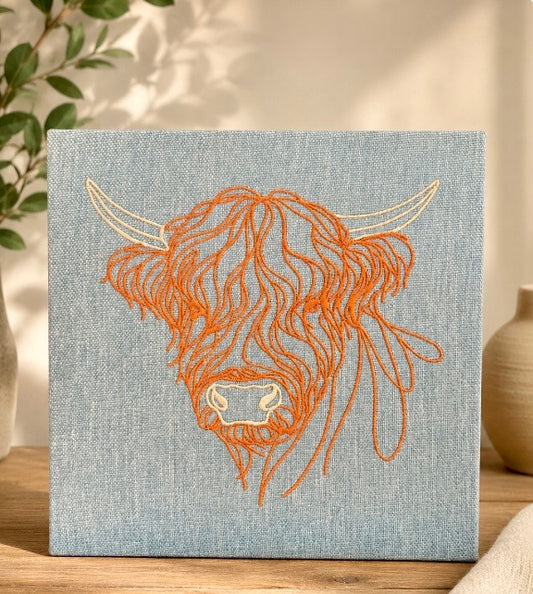 Coo Head Embroidered Canvas - Made in Scotland