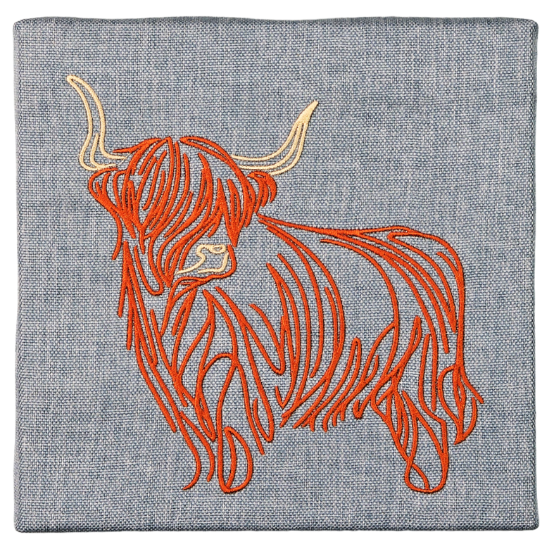 Coo Profile Embroidered Canvas - Made in Scotland