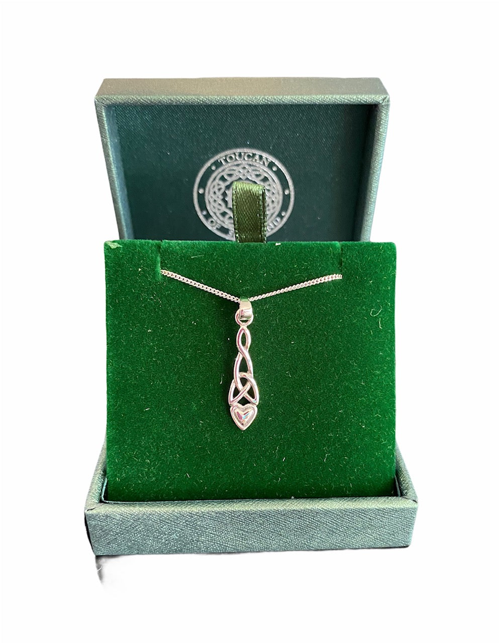 Sterling Silver Celtic Heart  Drop Necklace