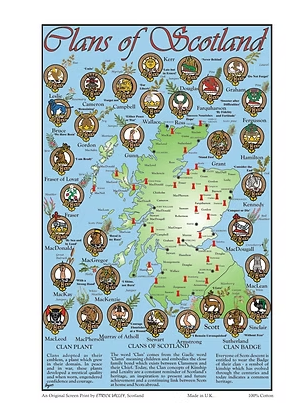 Clans of Scotland Tea Towel by Ettrick Valley, Scotland