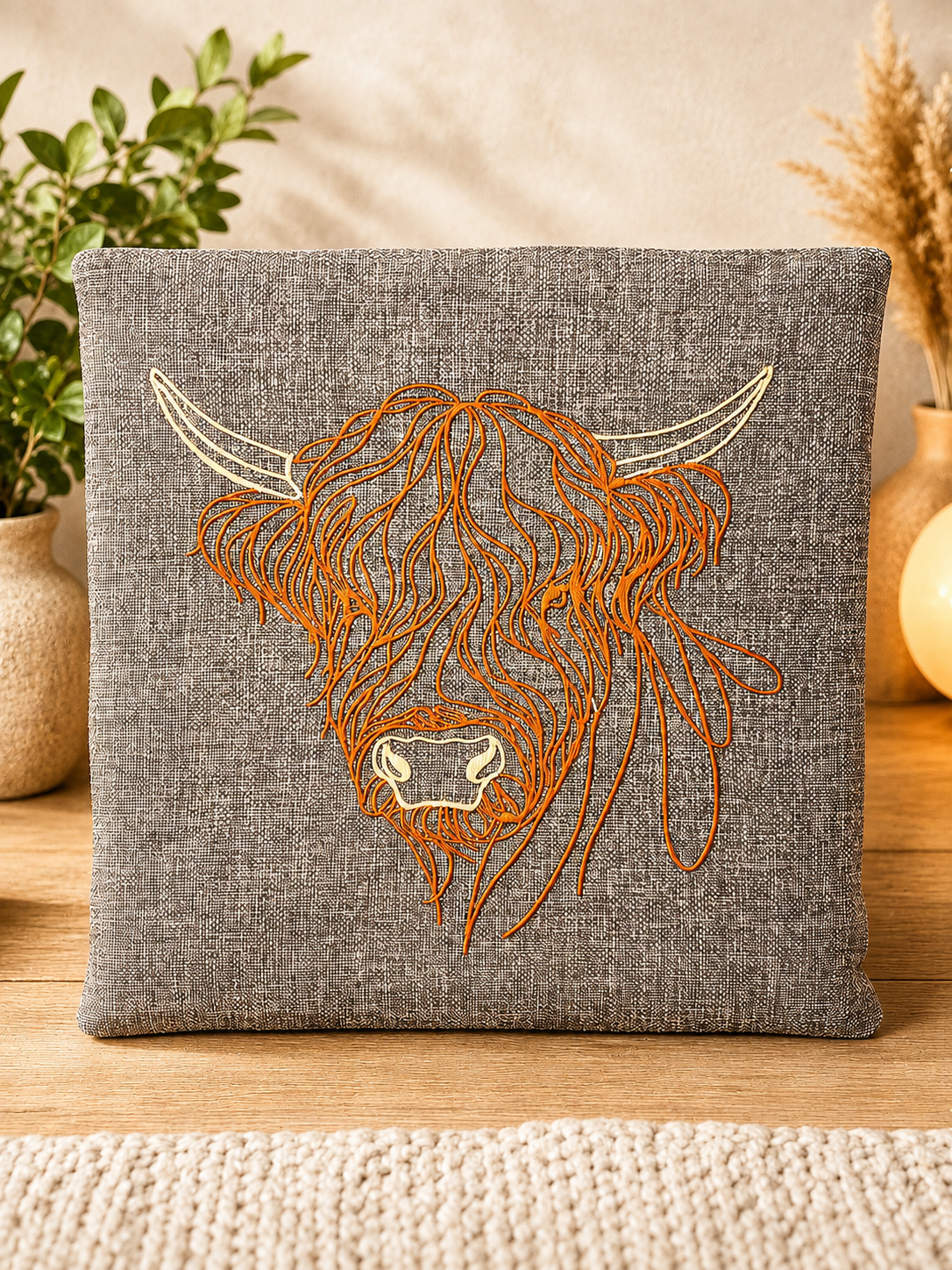 Coo Head Embroidered Canvas - Made in Scotland