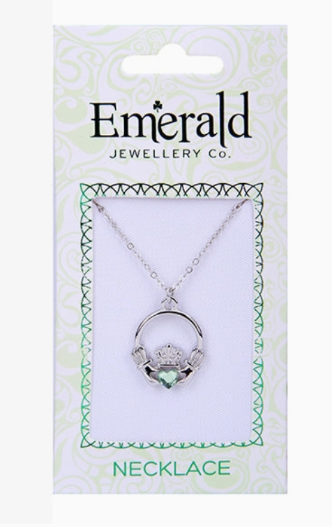 Green Stone Claddagh Necklace