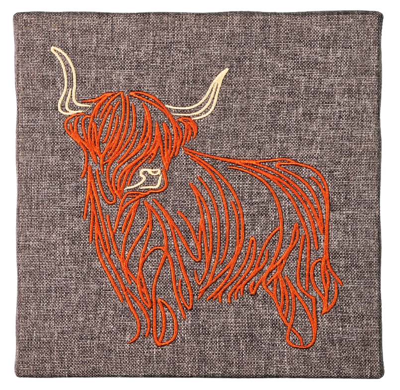 Coo Profile Embroidered Canvas - Made in Scotland
