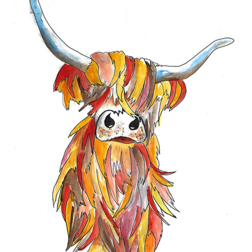 Highland Cow Tea Towel by Ettrick Valley, Scotland