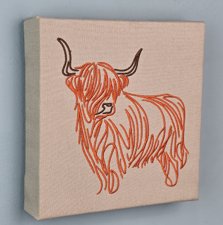 Coo Profile Embroidered Canvas - Made in Scotland