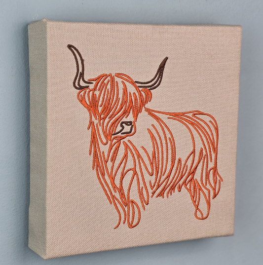 Coo Profile Embroidered Canvas - Made in Scotland