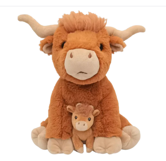 Plush Highland Cow With Baby