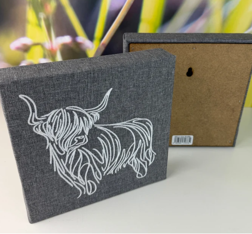Coo Profile Embroidered Canvas - Made in Scotland
