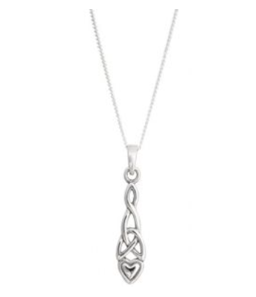 Sterling Silver Celtic Heart  Drop Necklace