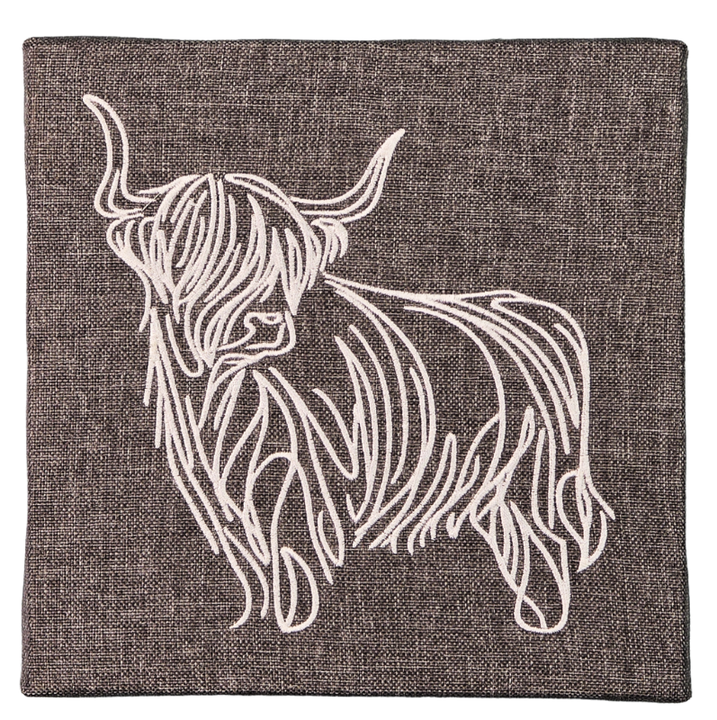 Coo Profile Embroidered Canvas - Made in Scotland